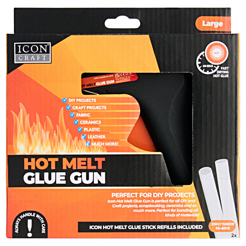 Icon Hot Melt Large Glue Gun - Black-Glue Guns & Refills-Icon|Stationery Superstore UK