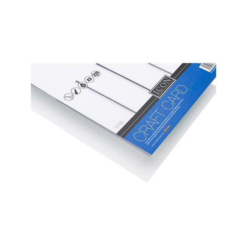 Icon A3 Craft Card - 220gsm - White - Pack of 10-Craft Paper & Card-Icon|Stationery Superstore UK