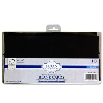 Icon Occasions - 6x6 - Cards and Envelopes - 250gsm - Black - Pack of 10-Craft Paper & Card-Icon|Stationery Superstore UK