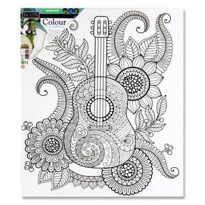 Icon Colour My Canvas 300X250mm - Guitar-Colour-in Canvas-Icon|Stationery Superstore UK