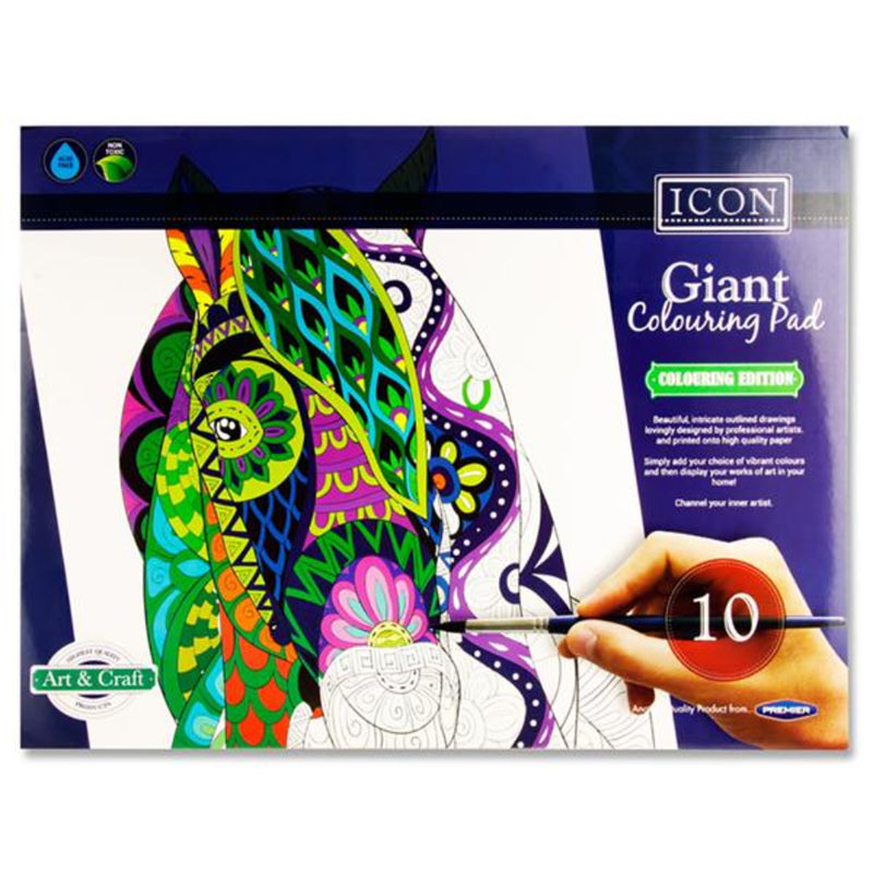 Icon Giant Colouring Pad - 615x455mm - 10 Drawings-Kids Colouring Books-Icon|Stationery Superstore UK