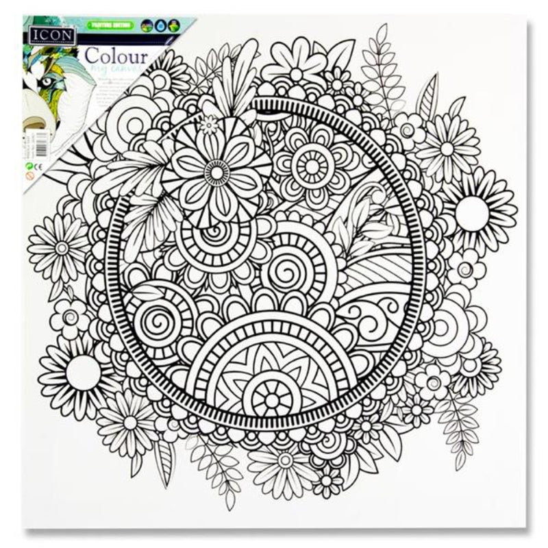 Icon Colour My Canvas 300X300mm - Floral Mandala-Colour-in Canvas-Icon|Stationery Superstore UK