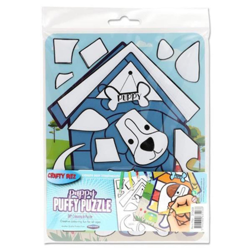 Crafty Bitz DIY Colouring Puffy Puzzle - Puppy-Colouring Books-Crafty Bitz|Stationery Superstore UK