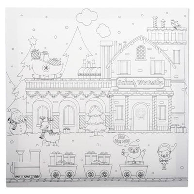 Icon Colour My Canvas - Festive Edition - 300mm x 300mm - Santa's Workshop-Colour-in Canvas-Icon|Stationery Superstore UK
