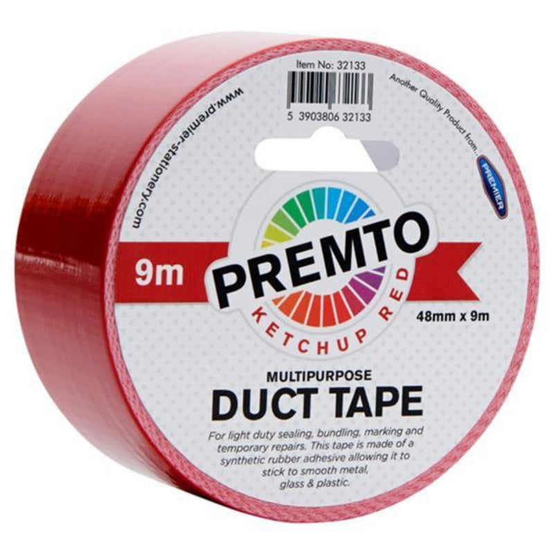 Premto Multipurpose Duct Tape - 48mm x 9m - Ketchup Red-Multipurpose Tape-Premto|Stationery Superstore UK