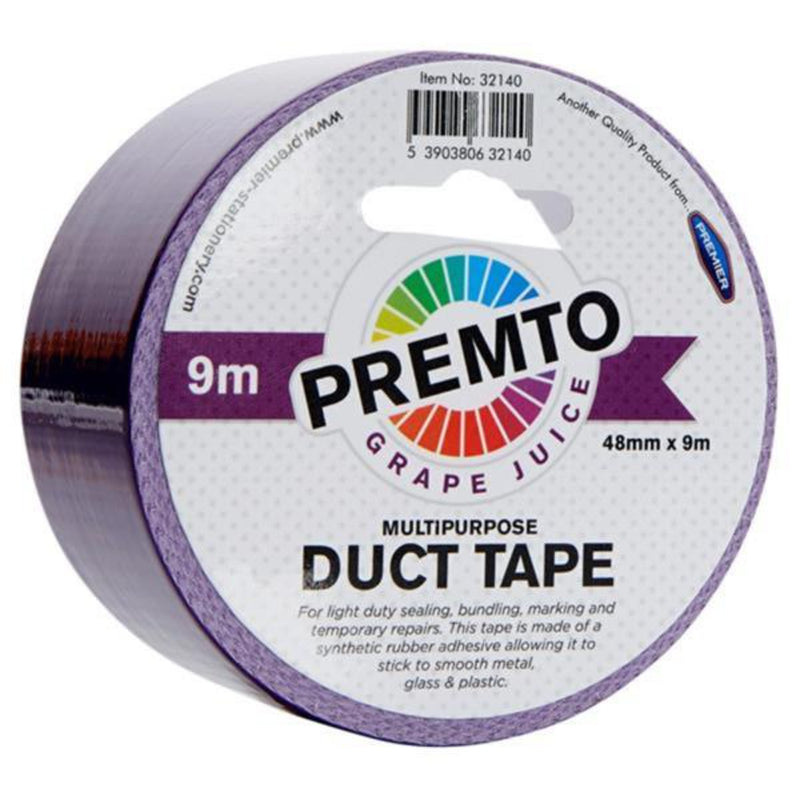 Premto Multipurpose Duct Tape - 48mm x 9m - Grape Juice Purple-Multipurpose Tape-Premto|Stationery Superstore UK