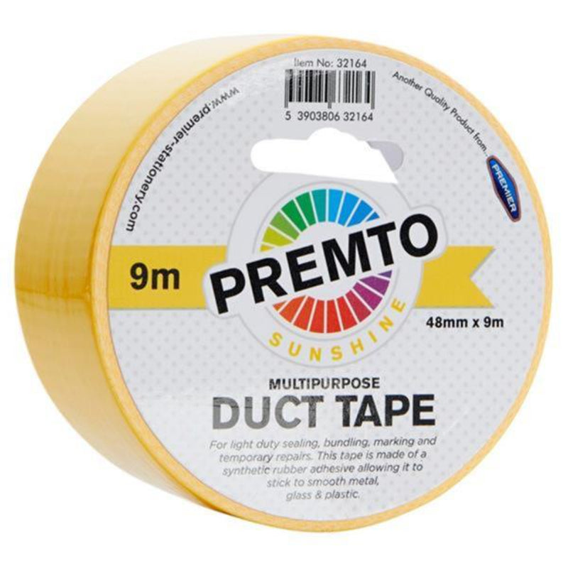 Premto Multipurpose Duct Tape - 48mm x 9m - Sunshine Yellow-Multipurpose Tape-Premto|Stationery Superstore UK