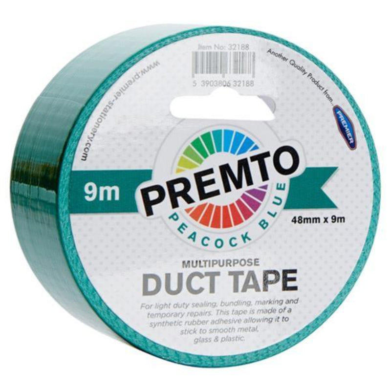 Premto Multipurpose Duct Tape - 48mm x 9m - Peacock Blue-Multipurpose Tape-Premto|Stationery Superstore UK
