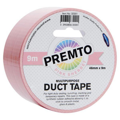 Premto Pastel Multipurpose Duct Tape - 48mm x 9m - Pink Sherbet-Multipurpose Tape-Premto|Stationery Superstore UK