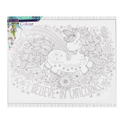 Icon Colour My Canvas - 300mm x 250mm - Believe in Unicorns-Colour-in Canvas-Icon|Stationery Superstore UK