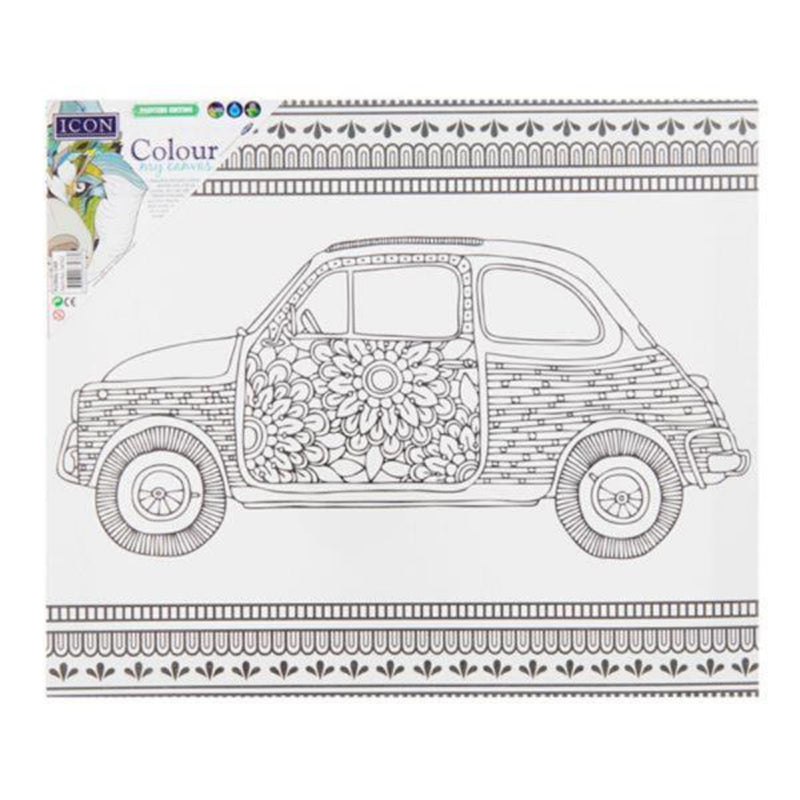 Icon Colour My Canvas - 300mm x 250mm - Floral Car-Colour-in Canvas-Icon|Stationery Superstore UK