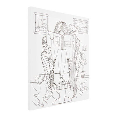 Icon Colour My Canvas 300X250mm - Busy Reading-Colour-in Canvas-Icon|Stationery Superstore UK