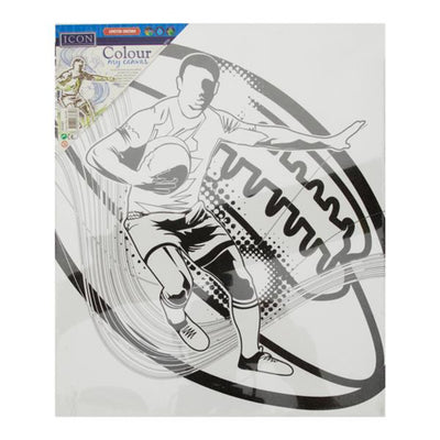 Icon Colour My Canvas - 300mm x 250mm - Sports - Rugby-Colour-in Canvas-Icon|Stationery Superstore UK