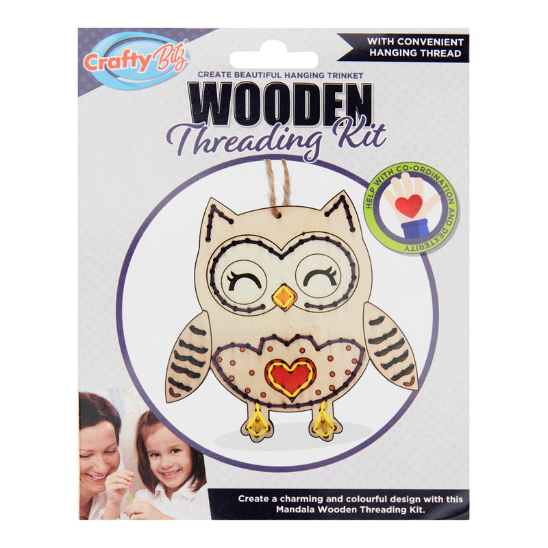 Crafty Bitz Wooden Threading Kit - Owl-Needlework Kits-Crafty Bitz|Stationery Superstore UK