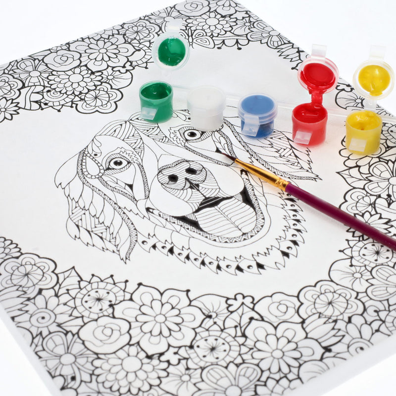 Icon Colour My Canvas - 250x300mm - Dog 1-Colour-in Canvas-Icon|Stationery Superstore UK