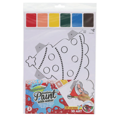 World of Colour Water Art - Paint with Water - Palette on Page - 2 Sheets - Festive-Kids Art Sets-World of Colour|Stationery Superstore UK