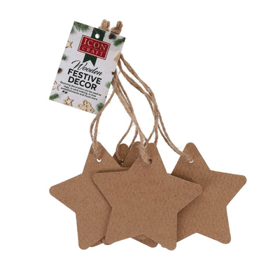 Icon Wooden Festive Decor - Star - Pack of 5-Crafting Materials-Icon|Stationery Superstore UK