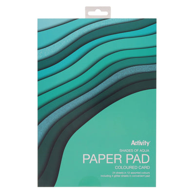 Premier Activity A4 Paper Pad - 24 Sheets - 180gsm - Shades of Aqua-Craft Paper & Card-Premier|Stationery Superstore UK