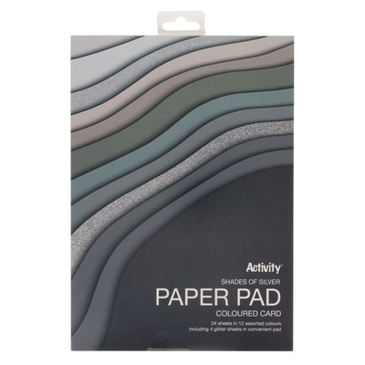 Premier Activity A4 Paper Pad - 24 Sheets - 180gsm - Shades of Silver-Craft Paper & Card-Premier|Stationery Superstore UK