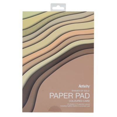 Premier Activity A4 Paper Pad - 24 Sheets - 180gsm - Shades of Gold-Craft Paper & Card-Premier|Stationery Superstore UK
