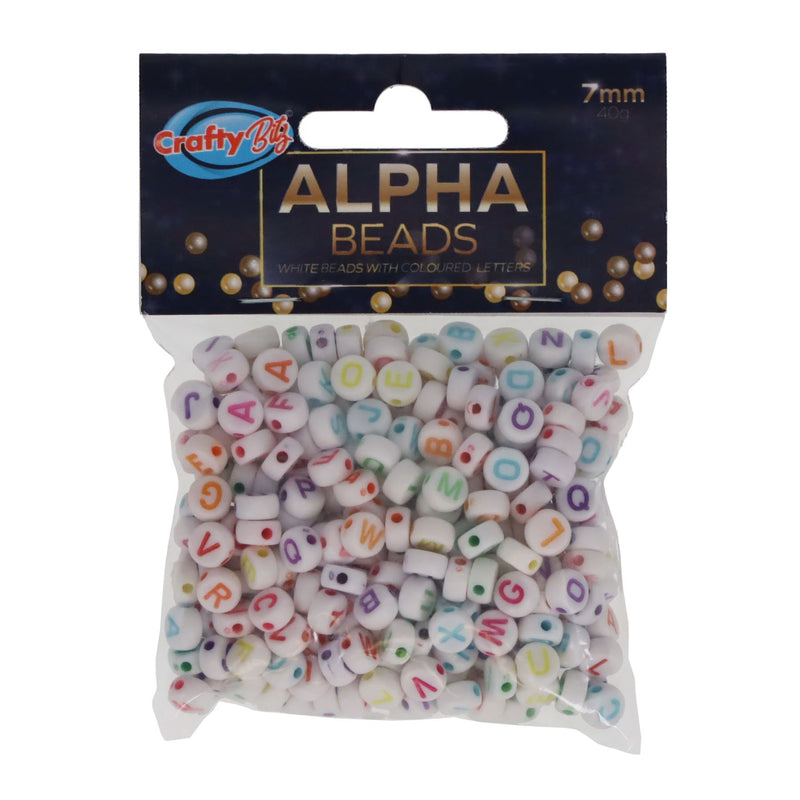 Crafty Bitz Alpha Beads - White - 7mm-Beads-Crafty Bitz|Stationery Superstore UK