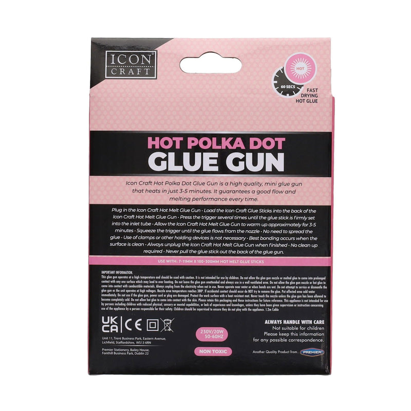 Icon Glue Gun - Polka Dot Pink-Glue Guns & Refills-Icon|Stationery Superstore UK