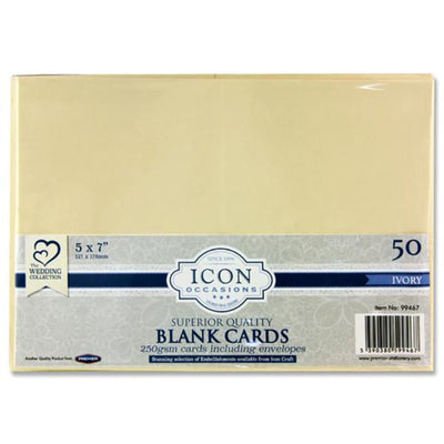 Icon Occasions 5x7 Cards & Envelopes - 250gsm - Ivory - Pack of 50-Craft Paper & Card-Icon|Stationery Superstore UK