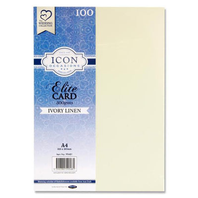 Icon Occasions A4 Linen Card - 300gsm - Ivory - Pack of 100-Craft Paper & Card-Icon|Stationery Superstore UK
