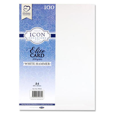 Icon Occasions A4 Hammer Card - 300gsm - White - Pack of 100-Craft Paper & Card-Icon|Stationery Superstore UK