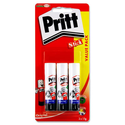 Pritt Glue Stick - 11g - Pack of 3-Craft Glue & Office Glue-Pritt|Stationery Superstore UK
