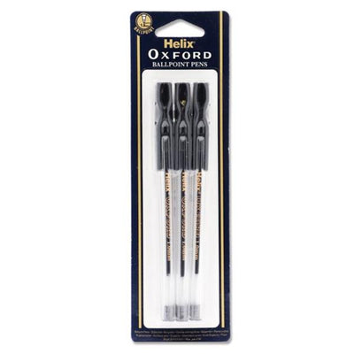 Helix Oxford Ballpoint Pen - Black Ink - Pack of 6-Ballpoint Pens-Helix|Stationery Superstore UK