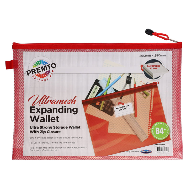Premto B4+ Ultramesh Expanding Wallet with Zip - Ketchup Red