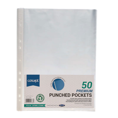Concept A4 Protective Punched Pockets - Pack of 50