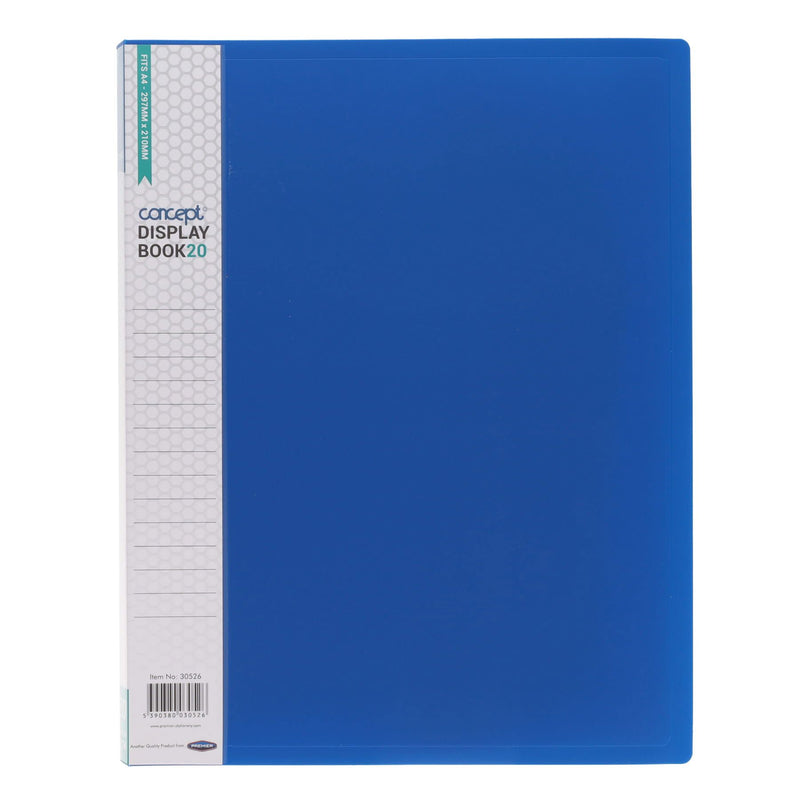Concept A4 20 Pocket Display Book - Blue-Display Books-Concept|Stationery Superstore UK