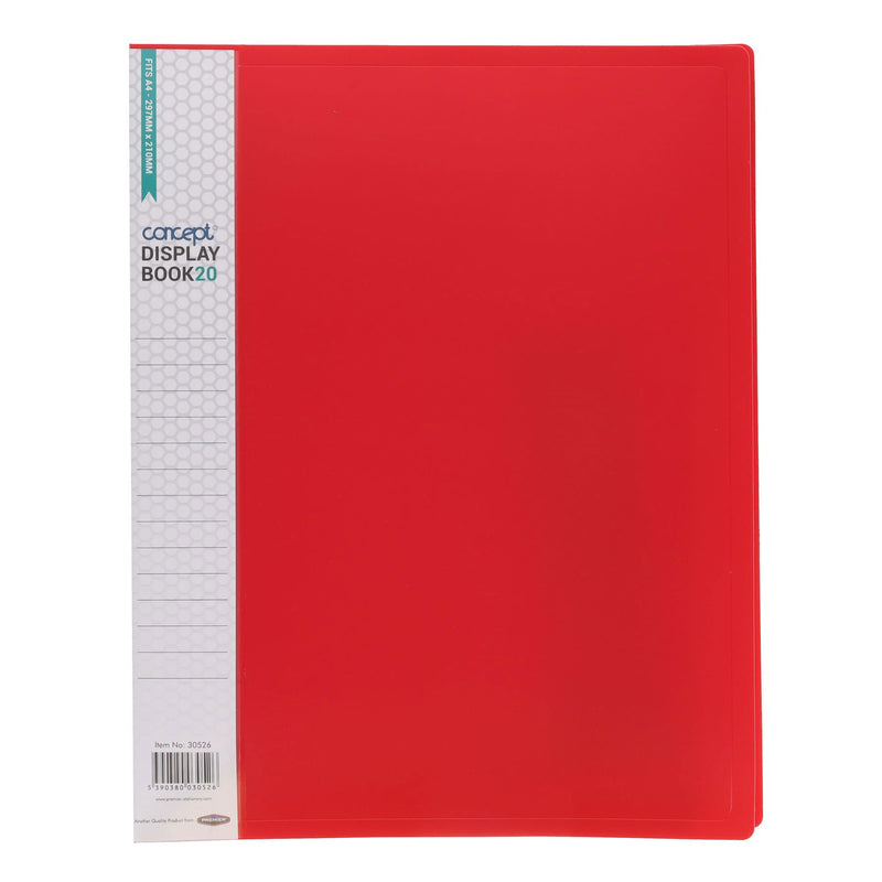 Concept A4 20 Pocket Display Book - Red-Display Books-Concept|Stationery Superstore UK