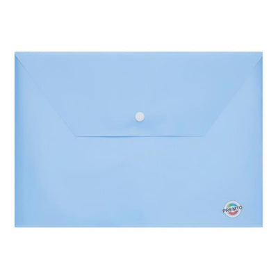 Premto Pastel A4 Button Wallet - Cornflower Blue-Document Folders & Wallets-Premto|Stationery Superstore UK