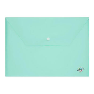 Premto Pastel A4 Button Wallet - Mint Magic Green-Document Folders & Wallets-Premto|Stationery Superstore UK