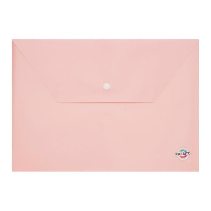 Premto Pastel A4 Button Wallet - Pink Sherbet