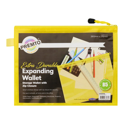 Premto B5 Extra Durable Mesh Wallet - Primrose Yellow-Mesh Wallet Bags-Premto|Stationery Superstore UK