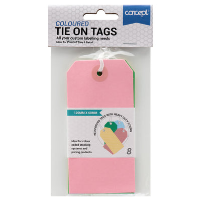 Concept Coloured Tie On Labels - Pack of 8