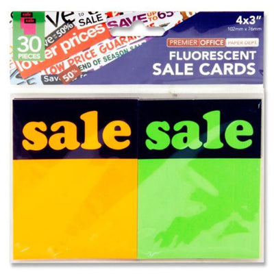 Premier Office 4x3 Sale Cards - Fluorescent - Pack of 30-Sale Cards & Stickers-Premier Office|Stationery Superstore UK