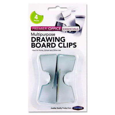 Premier Office Drawing Board Clips - Pack of 4-Drawing Boards-Premier Office|Stationery Superstore UK