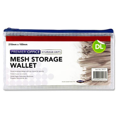 Premier Office DL Mesh Storage Wallet-Document Folders & Wallets-Premier Office|Stationery Superstore UK