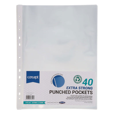 Premier Office A4 Extra Strong Protective Punched Pockets - Pack of 40-Punched Pockets-Premier Office|Stationery Superstore UK