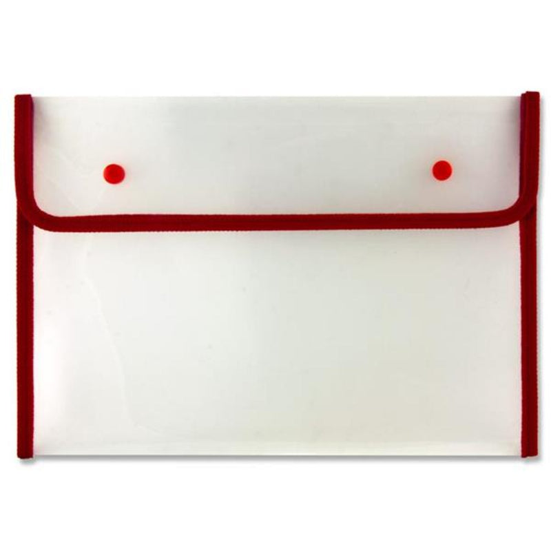 Concept A4 Heavy Duty Button Document Wallet - Red-Document Folders & Wallets-Concept|Stationery Superstore UK