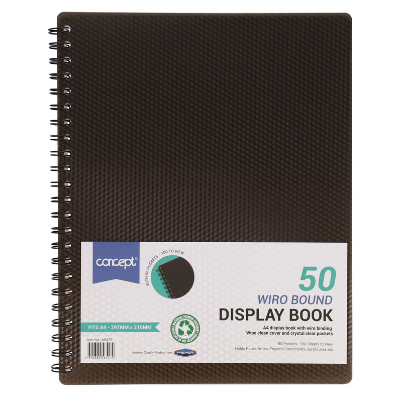 Concept A4 50 Pocket Wiro Display Book - Black