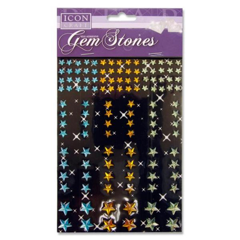 Icon Self Adhesive Gem Stones - Stars - Various Colours and Sizes - Pack of 120-Rhinestones & Flatbacks-Icon|Stationery Superstore UK