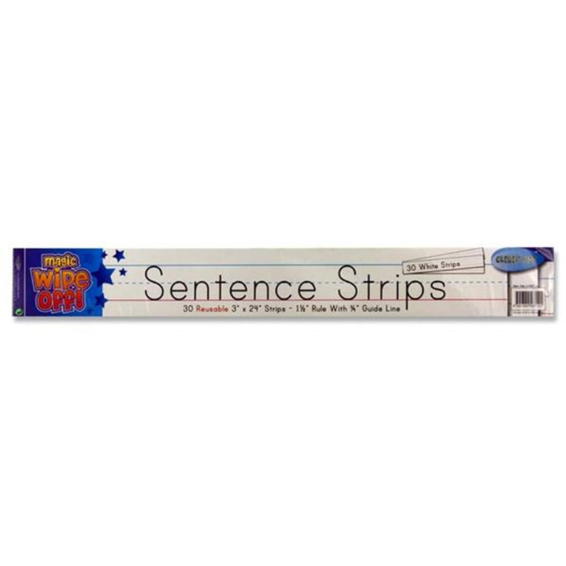 Clever Kidz Wipe-Off Reusable Sentence Strips - 3 x 24 - White - Pack of 30-Sentence Strips-Clever Kidz|Stationery Superstore UK