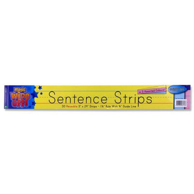 Clever Kidz Wipe-Off Reusable Sentence Strips - 3 x 24 - Coloured - Pack of 30-Sentence Strips-Clever Kidz|Stationery Superstore UK