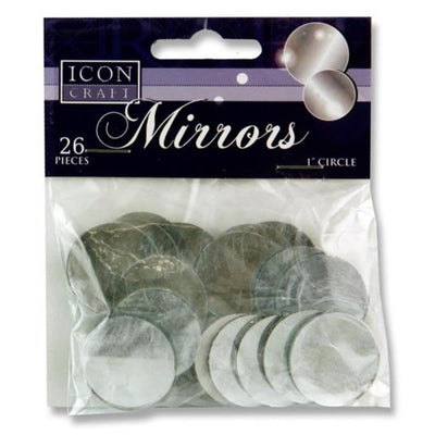 Icon Round Mirrors - Pack of 26 - 1 Inch-Crafting Materials-Icon|Stationery Superstore UK